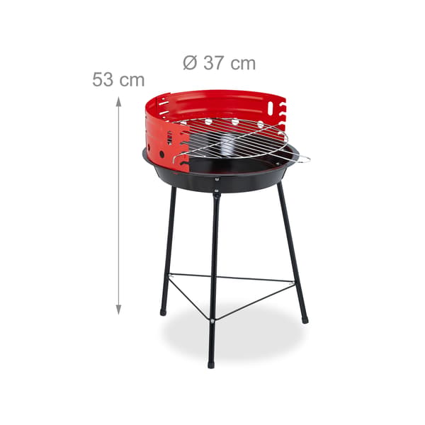 Kolgrill med stativ och vindskydd, 37 cm