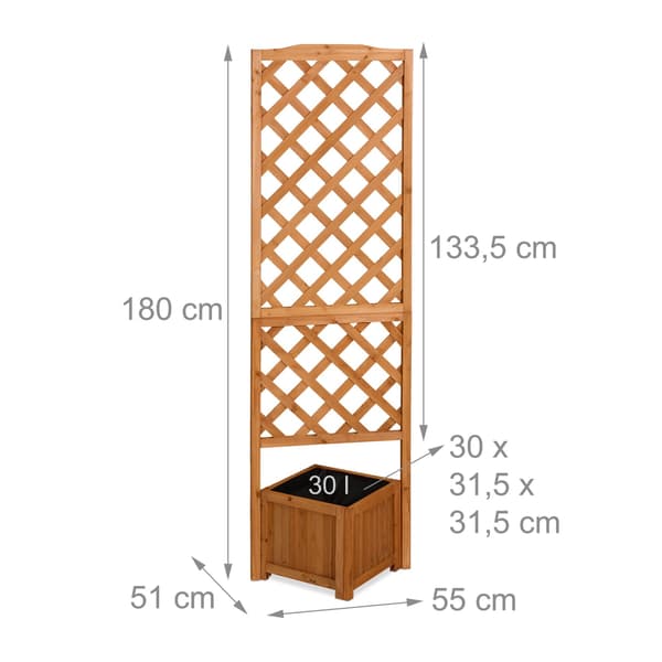 Trækasse med espalier, 180 cm, orange