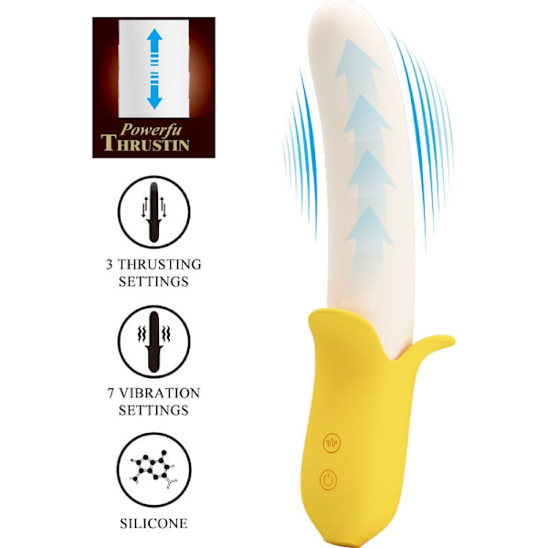 Pretty Love - Banana Geek Super Power 7 Vibrationer Upp&Ned Silikonsvart