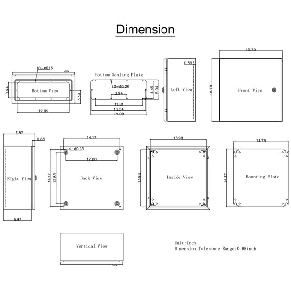 NEMA 4X stålelkapsling 40x40x20 cm, IP66