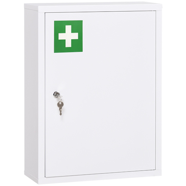 Apothecary Kaappi Seinäkiinnitettävä Lukittava 2 Avaimet Teräs Valkoinen 40X15X53,5Cm