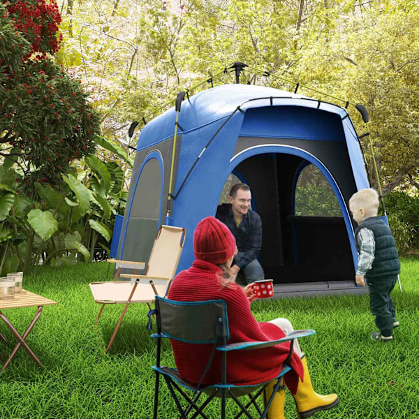 Kupoltält för 4 personer, lätt, stabilt, vattentätt, UV 50+, pop-up campingtält med krok, dörr, fönster, markduk, familjetält med 1000 mm vattenpelare