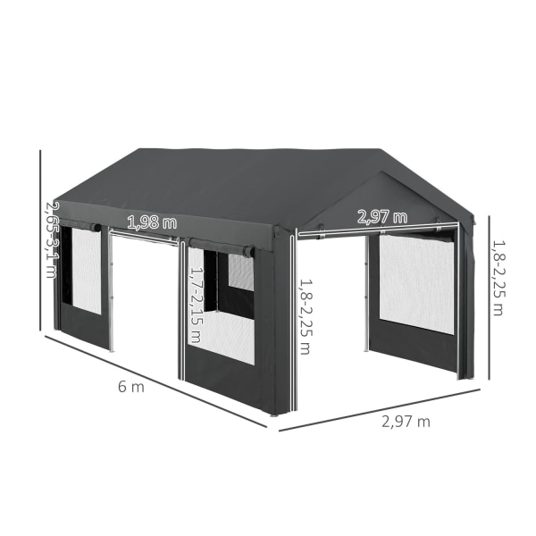 Autokatos, N. 6 X 3M Juhlateltta, Korkeussäädettävä Autotalli, A