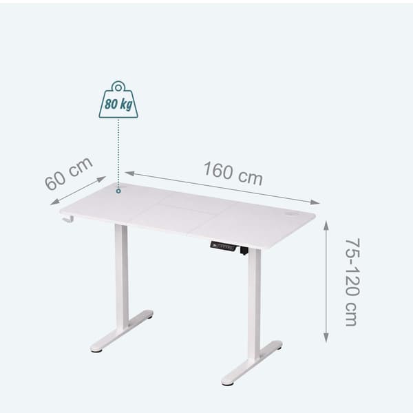 Elektriskt höj- och sänkbart skrivbord, träeffektskiva, minnesinställningar
