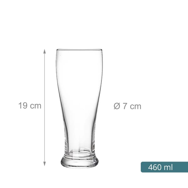 Set med 6 klara ölglas, 460 ml, diskmaskinssäkra