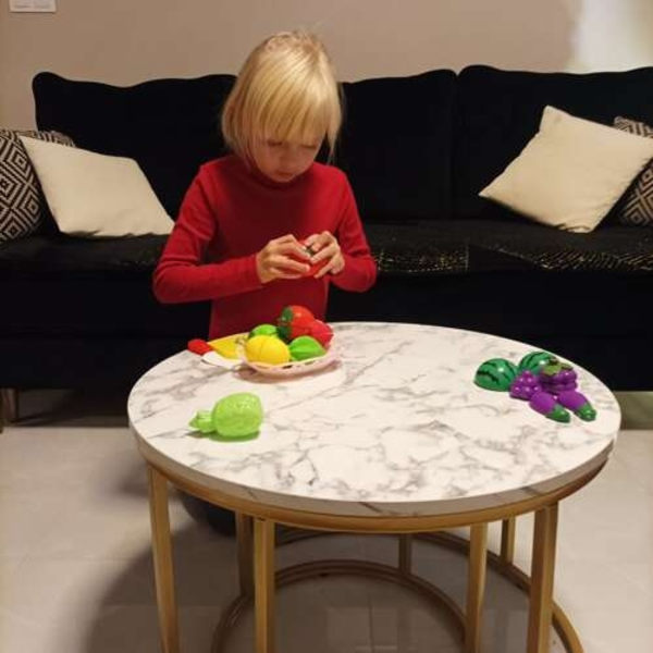 Set med frukt och grönsaker för att skära i en korg 22576