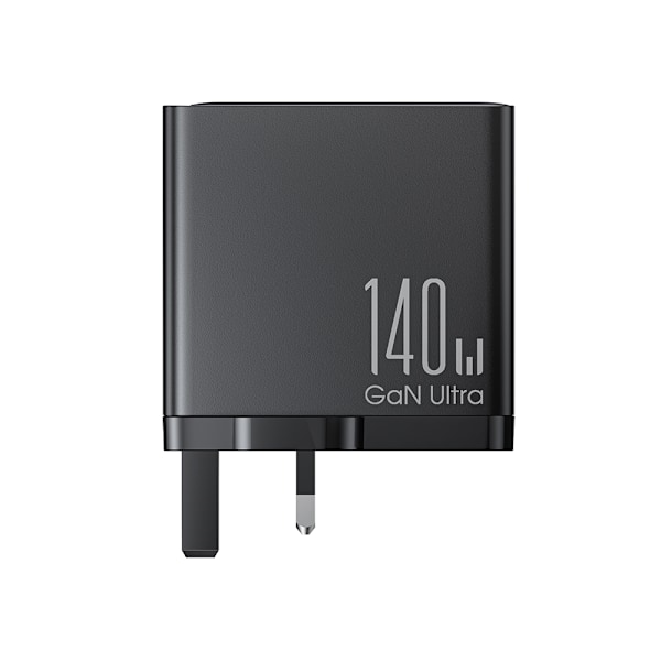 GaN 140 W verkkolaturi, englantilainen UK-pistoke 3 x USB-C USB-A + USB-C kaapeli 1,2 m