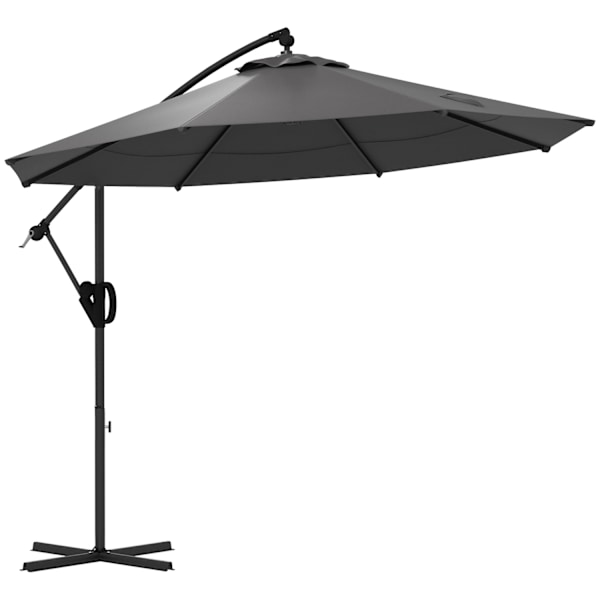 Ø293 Cm Ulokesateenvarjo Ristijalustalla, Päivänvarjo Kampi, Kallistus Ja 8 Kylkiluuta, Riippuva Patiosateenvarjo