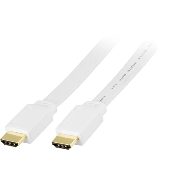 DELTACO platt HDMI-kabel, 2m, vit