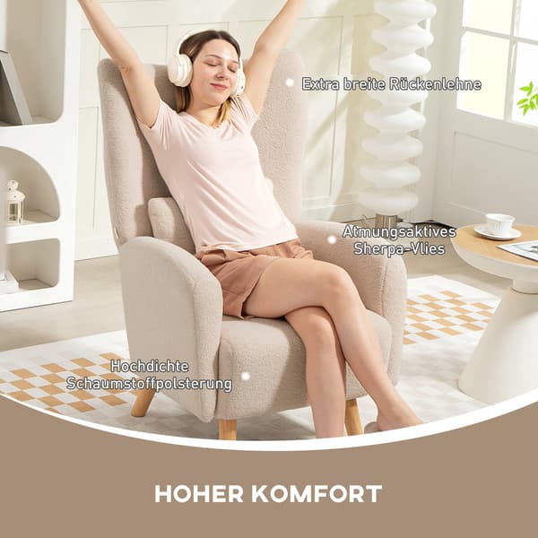 Accentstol, plyspolstring, skumhynde, beige