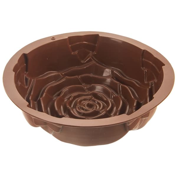 Brun silikoneform: Non-stick Rose-formet bagning
