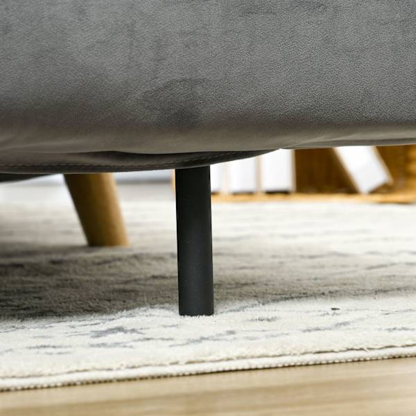 Sovesofa 2-Personers Sofa Med Sengefunktion, Klapsofa Med Justerbart Ryglæn, Hynder, Sovesofa Med Fløjlslook, Grå, 130 X 78 X 79Cm