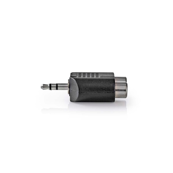 Stereo Audio Adapter | 3.5 mm Hanstik | 2x RCA Hun | Nikkelplateret | Lige | ABS | Sort | 1 stk. | Box
