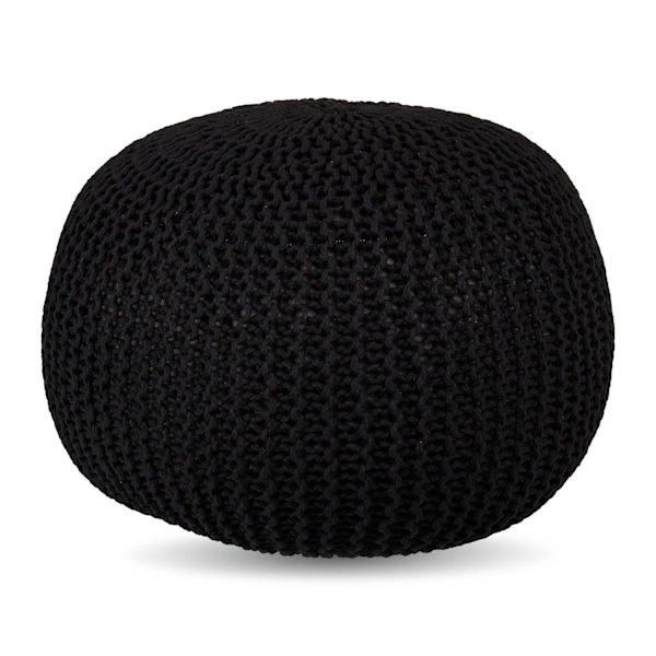 Stickad puff – Rund, Boho Design, Polystyrenfyllning