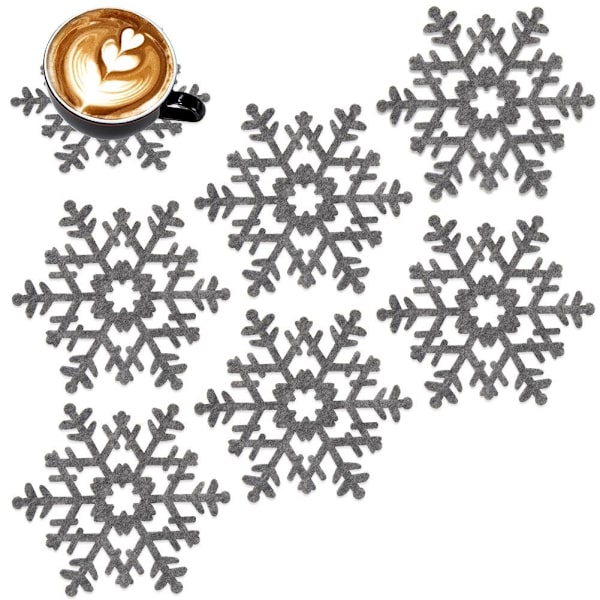 Snöflingeformade underlägg för alla kärl - grå filtset