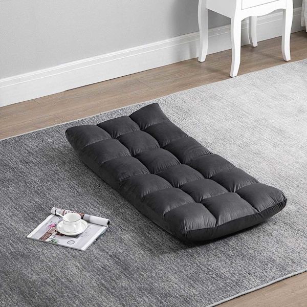 Gulvstol 3-i-1 sammenklappelig gulv stol ryglæn 13 positioner sædehynde grå metalskum 55x71x53,5cm
