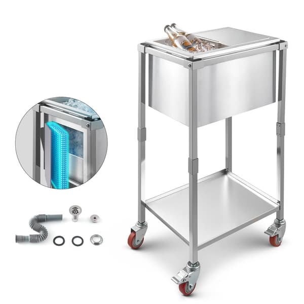Rullande kylbox, 28L, rostfritt stål, skjutbart lock