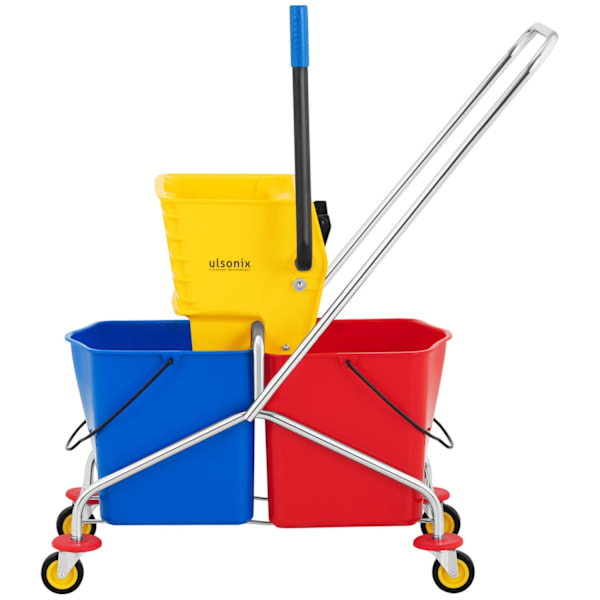 Gulvrengøringsvogn med moppevrider, to spande 2 x 24 l