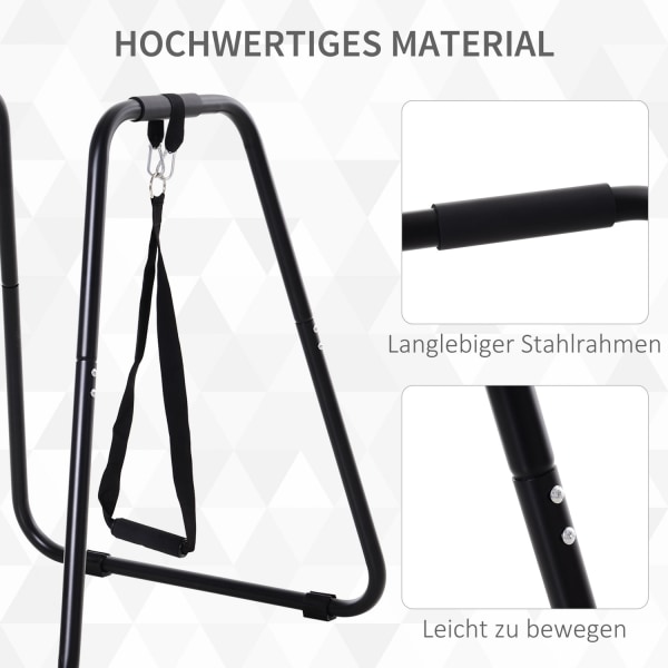 Dipstation Stable Dip Teline Ja Sling Trainer, Vankka Teräsrunko, Musta, 90X81X92,5Cm