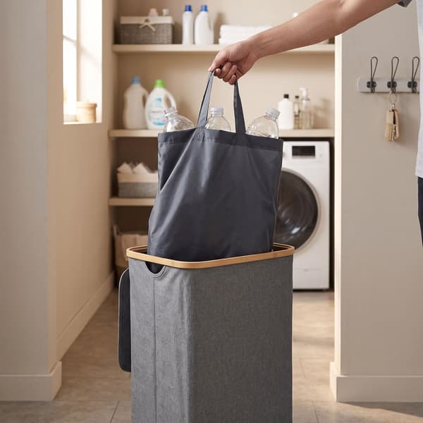 Flaskplåt, 100L – Grå, Bambu och Polyester
