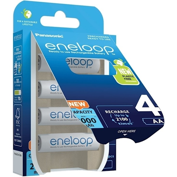 Panasonic Eneloop AA 1900 mAh batteri, 4 st