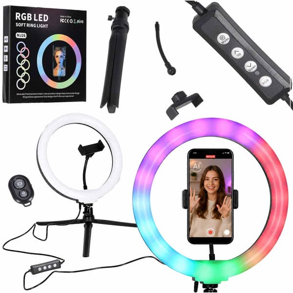 RGB LED Selfie Ringlampa med Stativ