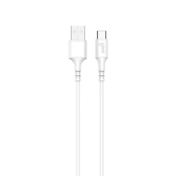 GEAR-latauskaapeli USB-A-USB-C 2,0 1 m valkoinen gen2 pyöreä kaapeli