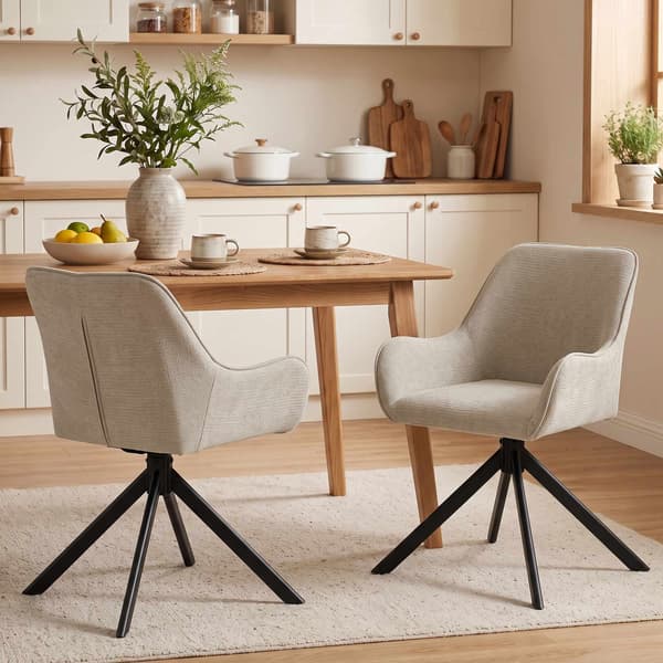 Beige snurrstolar med armstöd, set om 2