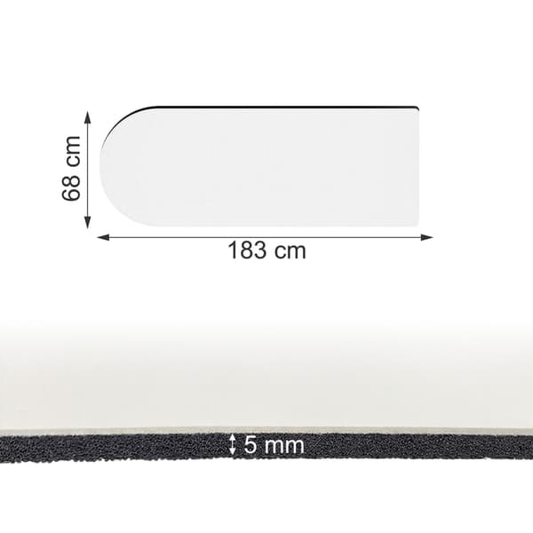 Skridsikker yogamåtte 5 mm med bærerem, 68 x 183 cm, hvid
