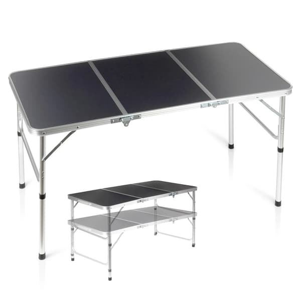 Hopfällbart campingbord, justerbar höjd, 120x60 cm