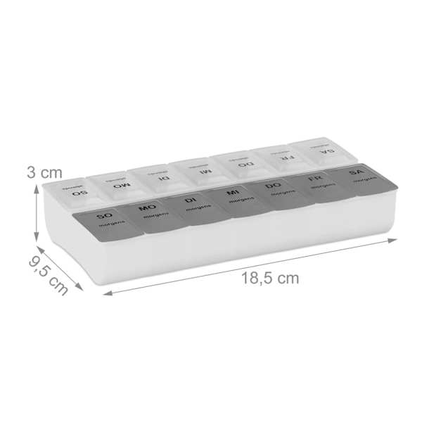 3-pak ugentlig tablettaske 7 dage 2 rum