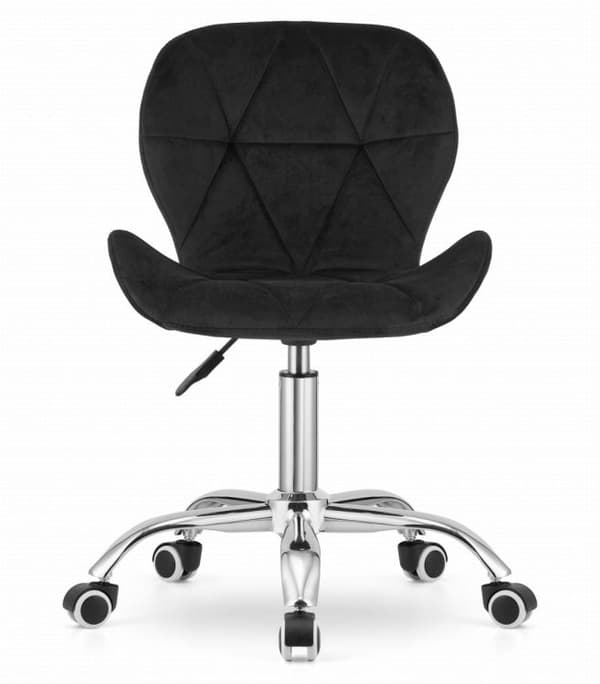 Velvet Swivel Kontorstol, Bredt Ryglæn, Sort