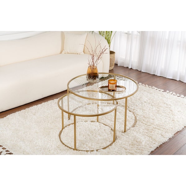 Soffbordsset Guld-Transparent-80-60