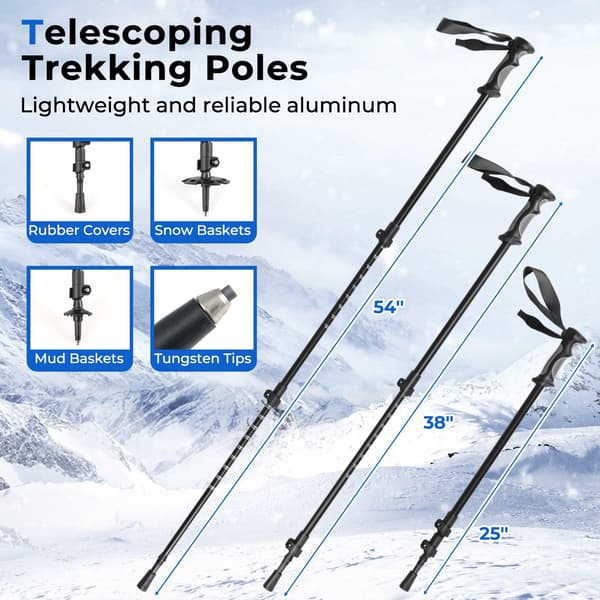 Snesko med vandrestave, 54 cm, EU 35-40