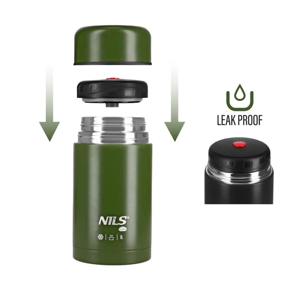 Lounastermos 1000 ml, vihreä, eristetty pullo