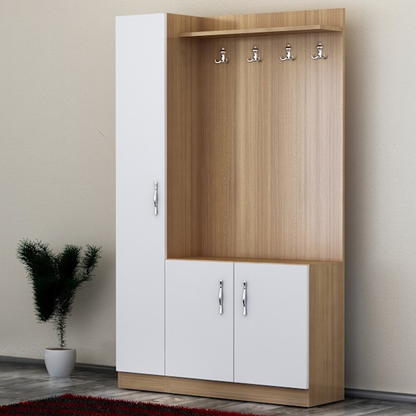 Hall Stativ Naturel - Teak, Vit