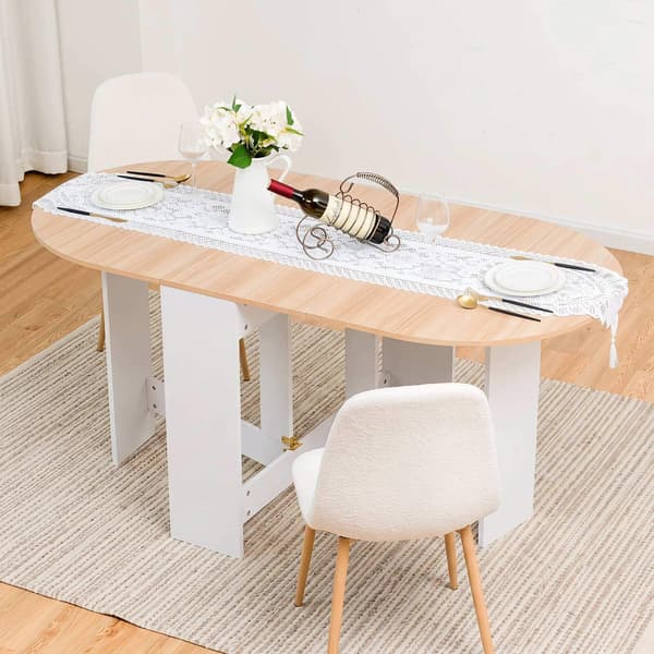 Hopfällbart vitt bord för 4-7 personer, 163x80x75 cm
