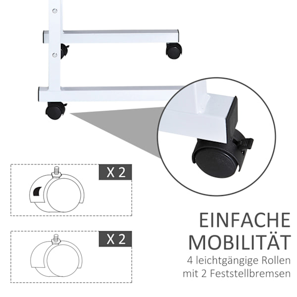 Sidebord Højdejusterbart Sofabord Mobilt Ende Skrivebord Hjul Bremser C-Bord Spånplade Stål Flerfarvet