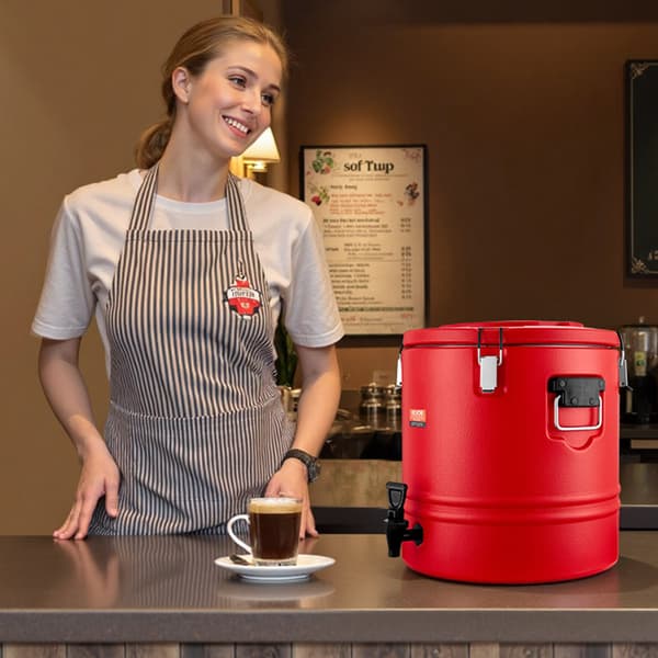 Isolerad dryckesdispenser 8 gallon, varm/kall, kran, rostfritt foder