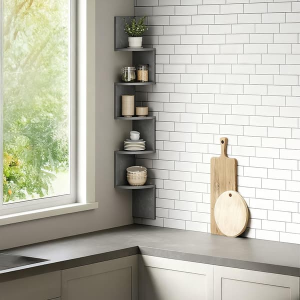 Hjørnevæghylde, 5 niveauer, zigzag-design