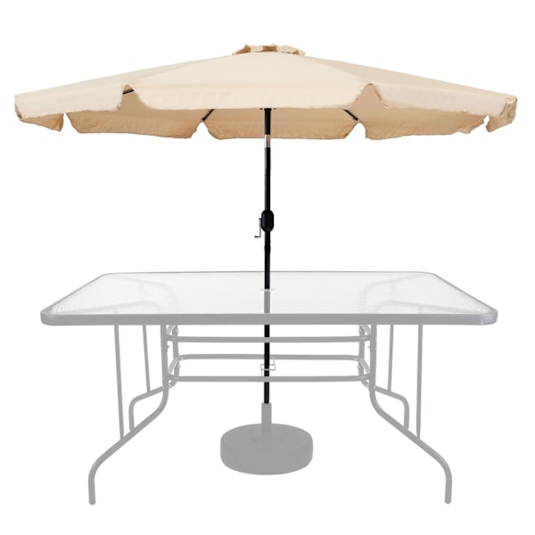 Haveparaply stor 3m diagonal knækket med en krumtap beige