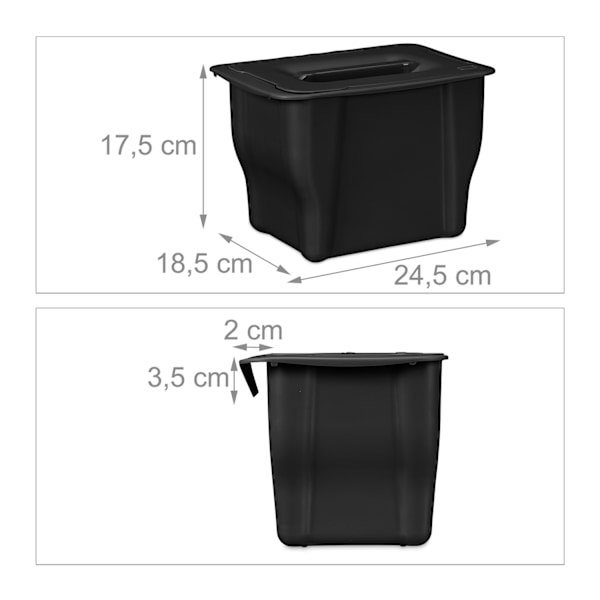 Økologisk affaldsspand Køkken 5 l sort