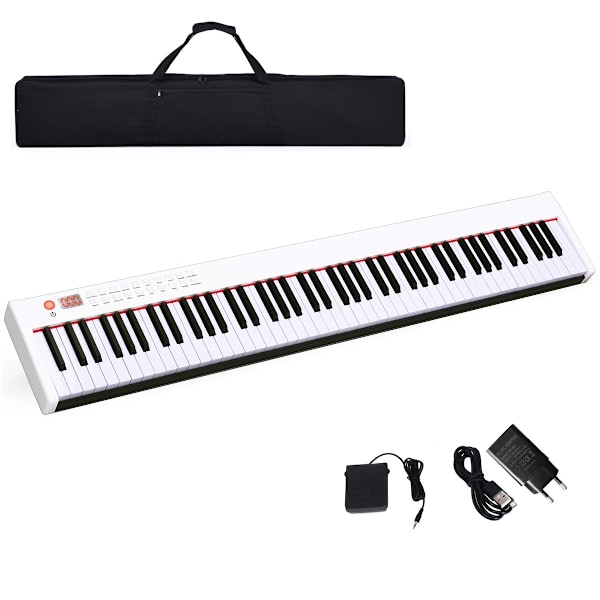 Digitalt piano med 88 tangenter Bärbar elektronisk klaviatur 127 x 21,5 x 6,5 cm Vit + Svart
