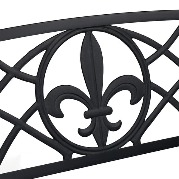 Puutarhapenkki Fleur de Lis -selkänojalla, musta metalli