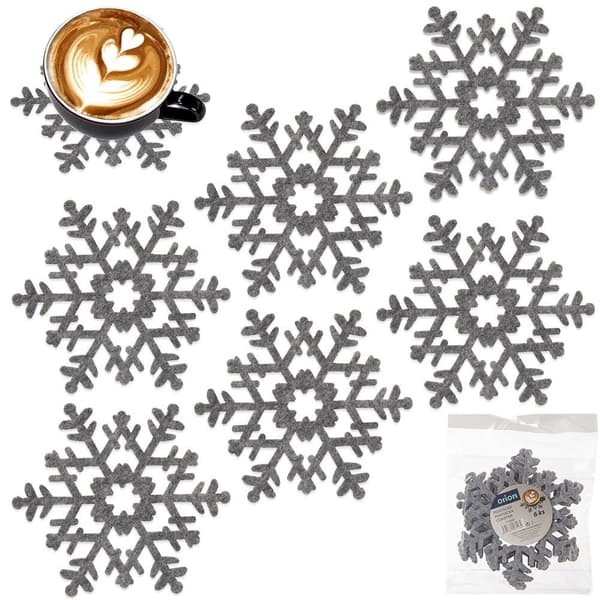 Snöflingeformade underlägg för alla kärl - grå filtset