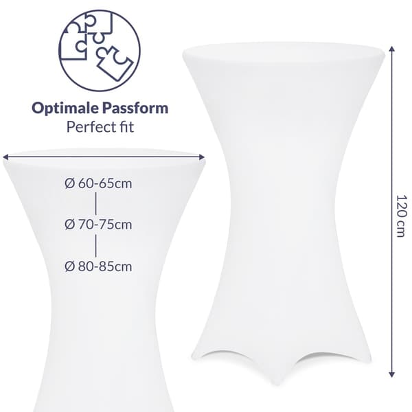 Vitt cocktailbordsöverdrag, 80 cm, polyestermix