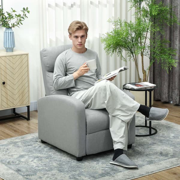 Hvilestol, justerbar 135°, hør-polyester, lysegrå