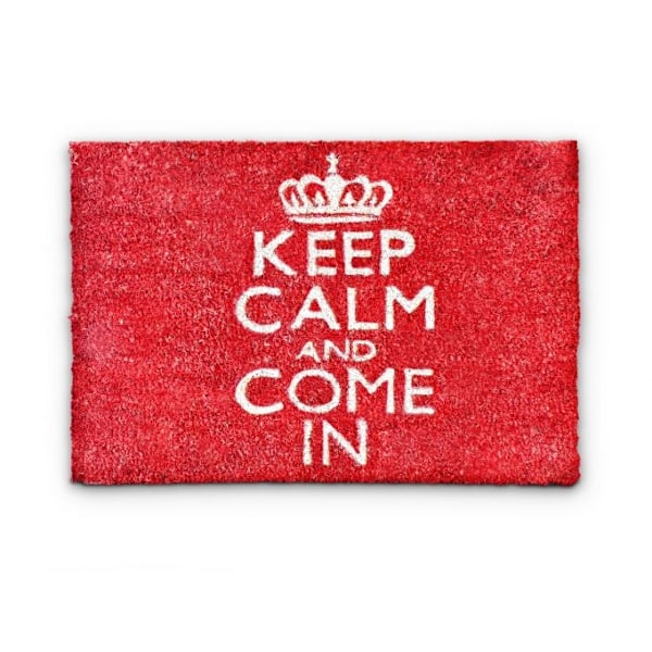 Dörrmatta ”Keep calm and come in” röd