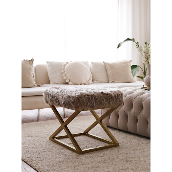 Pouffe Capraz Pelush - kulta, ruskea