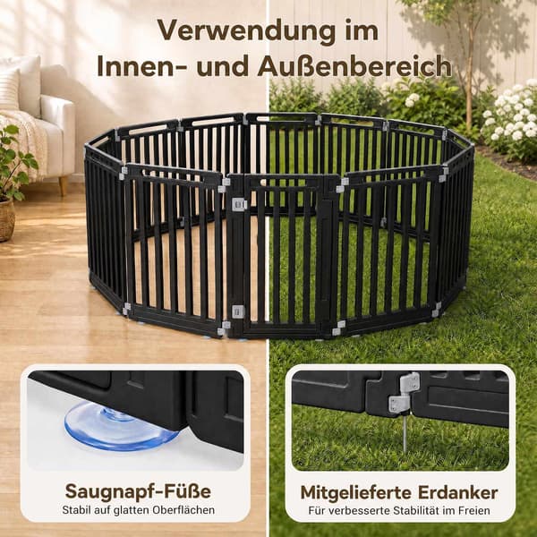 84 cm høj HDPE hundegård, 12 paneler, indendørs/udendørs